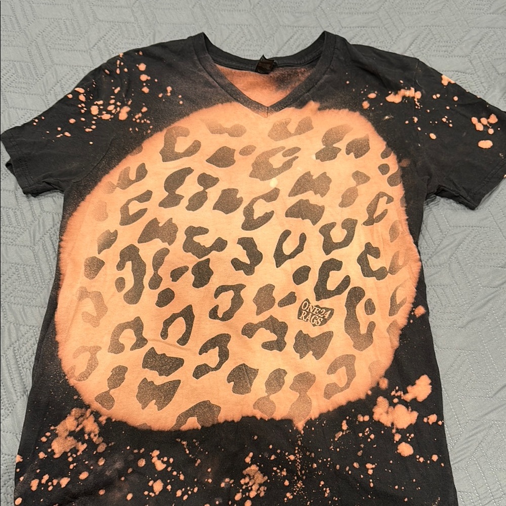 Black and Orange Leopard Print T-Shirt